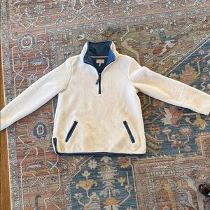 Joules Cream and Navy Women's Quarter-Zip Jacket